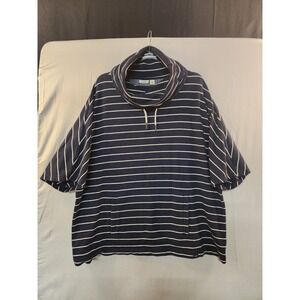 L.L. Bean Women Navy Nautical Stripe Turtleneck Tunic Top  Size L/XL Yacht Boat